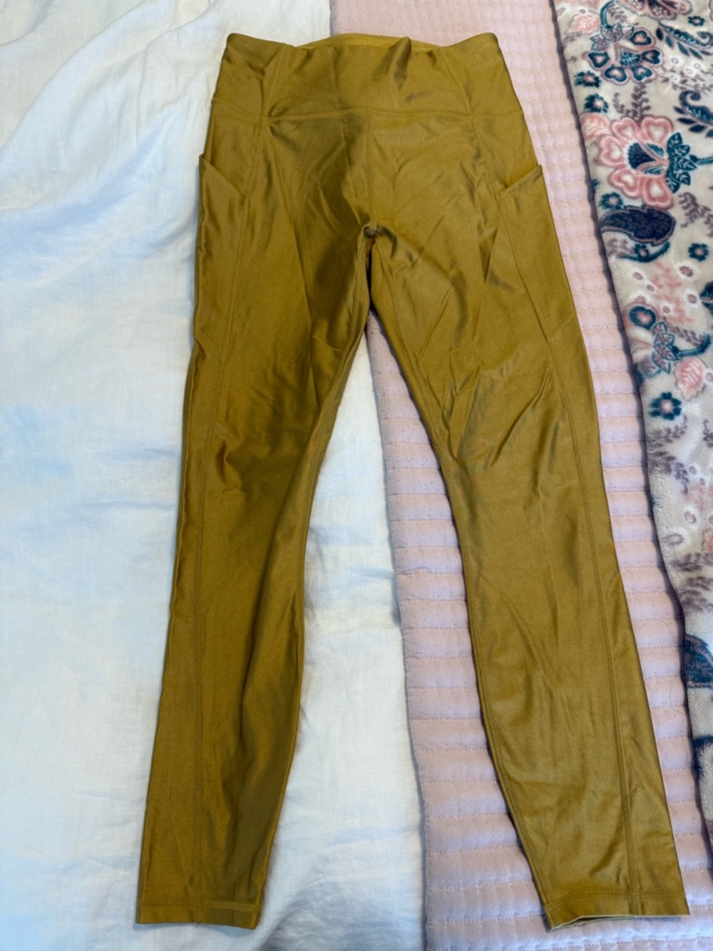 Fabletics High-Waist Leggings in Metallic Gold